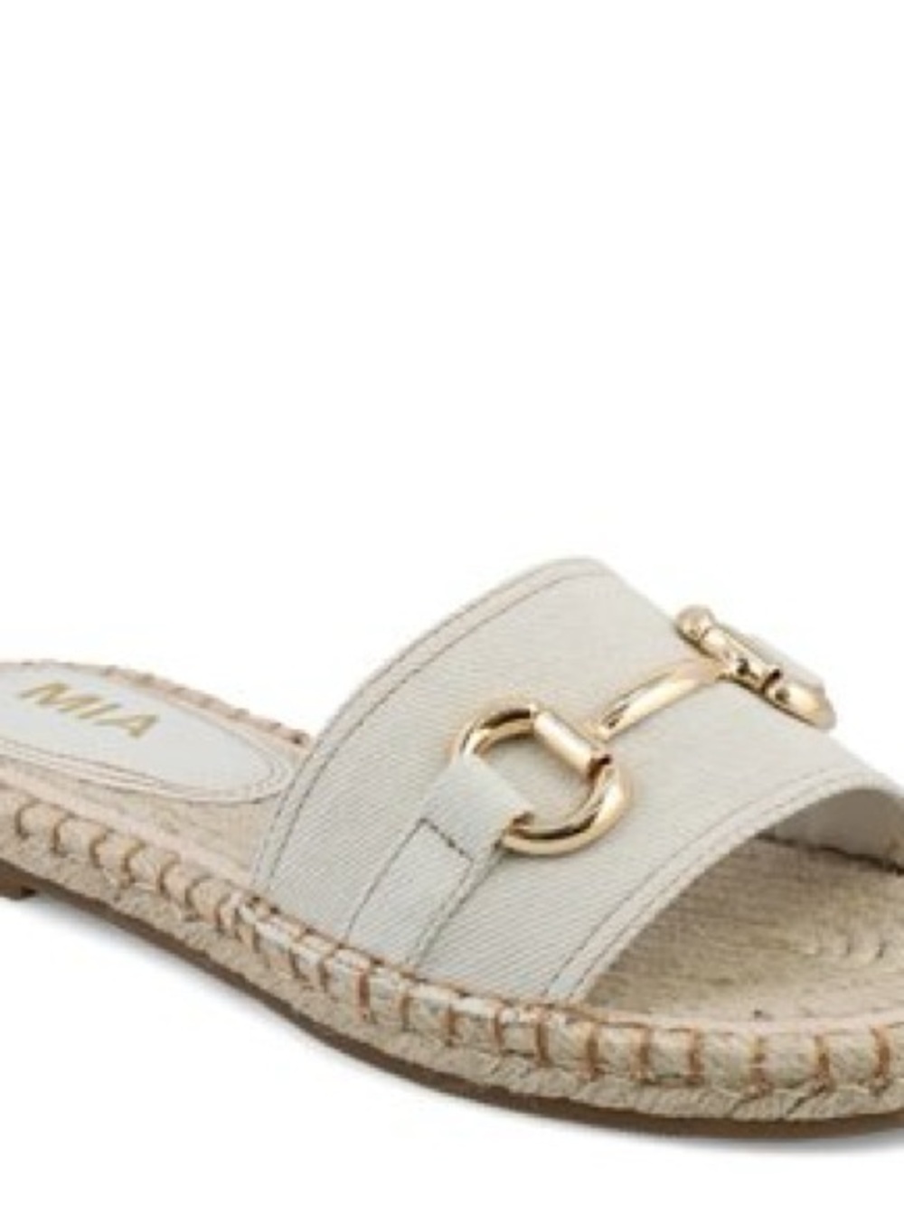 Mia Shoes White Espadrille Mule with Gold Bit